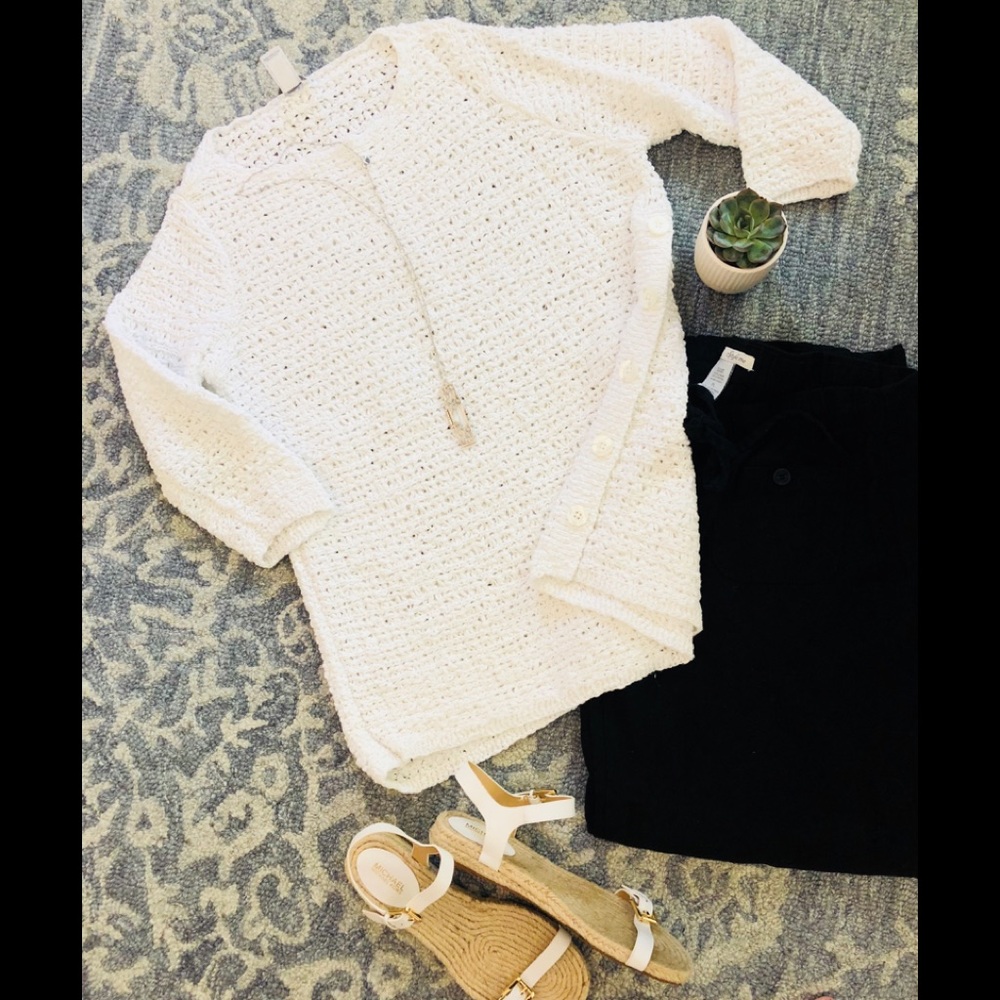 j. jill White open weave tunic sweater• size small